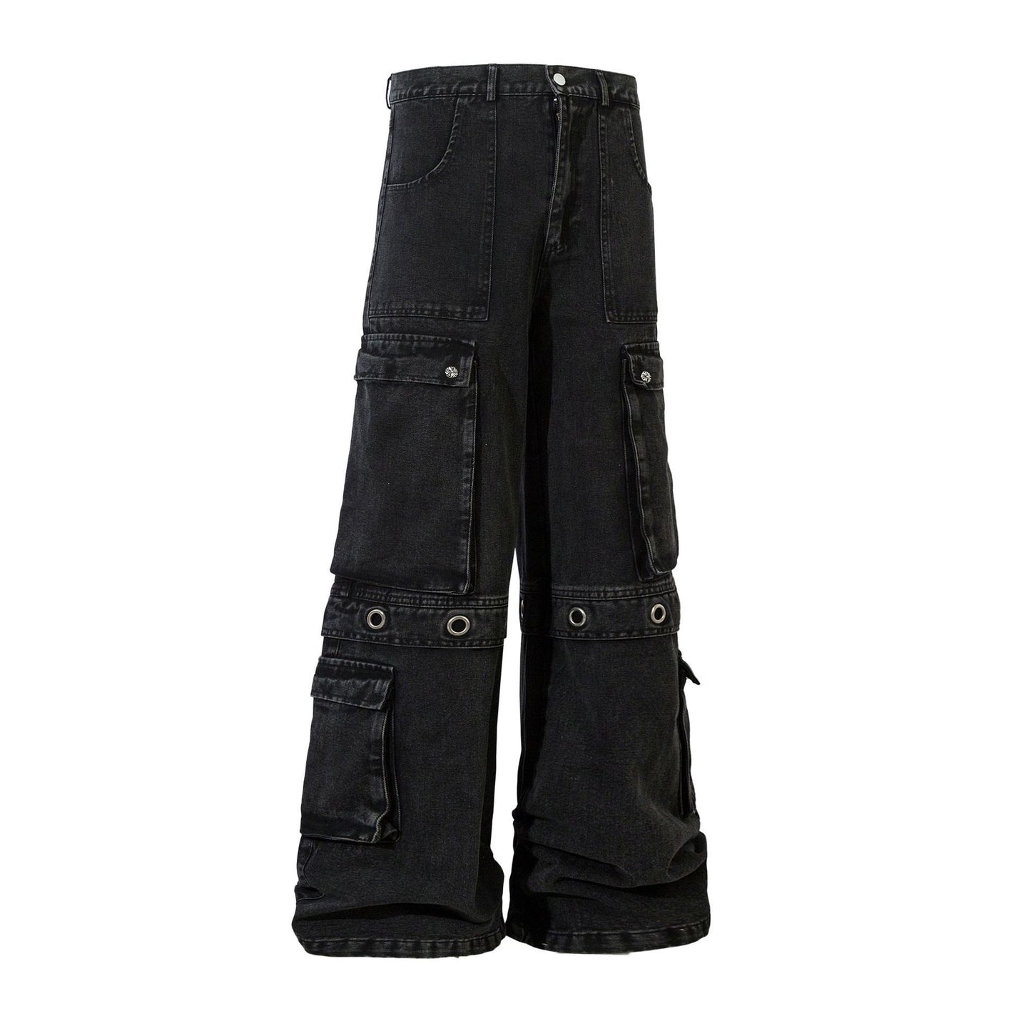 Heavy Industry Multi-splicing Metal Buckle Trousers