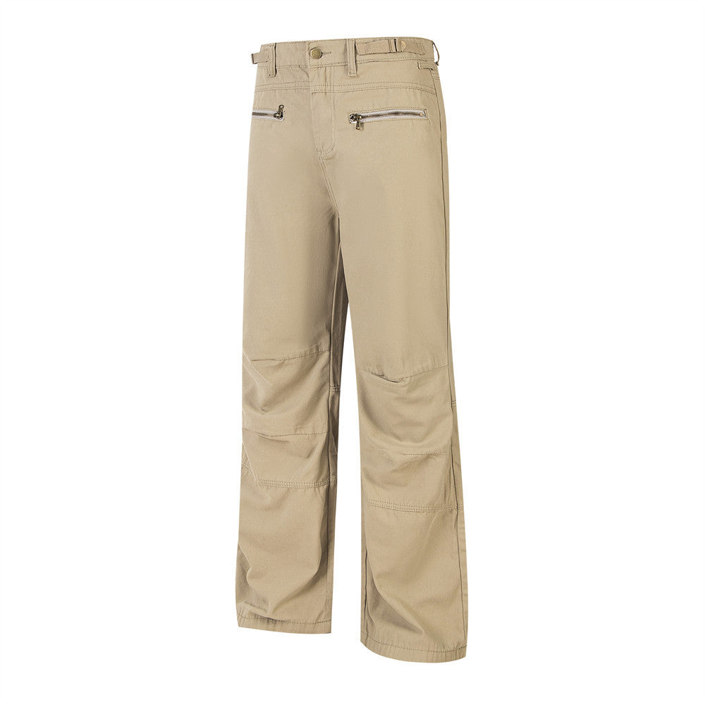 Men's Casual Zipper Pocket Straight Cargo Pants