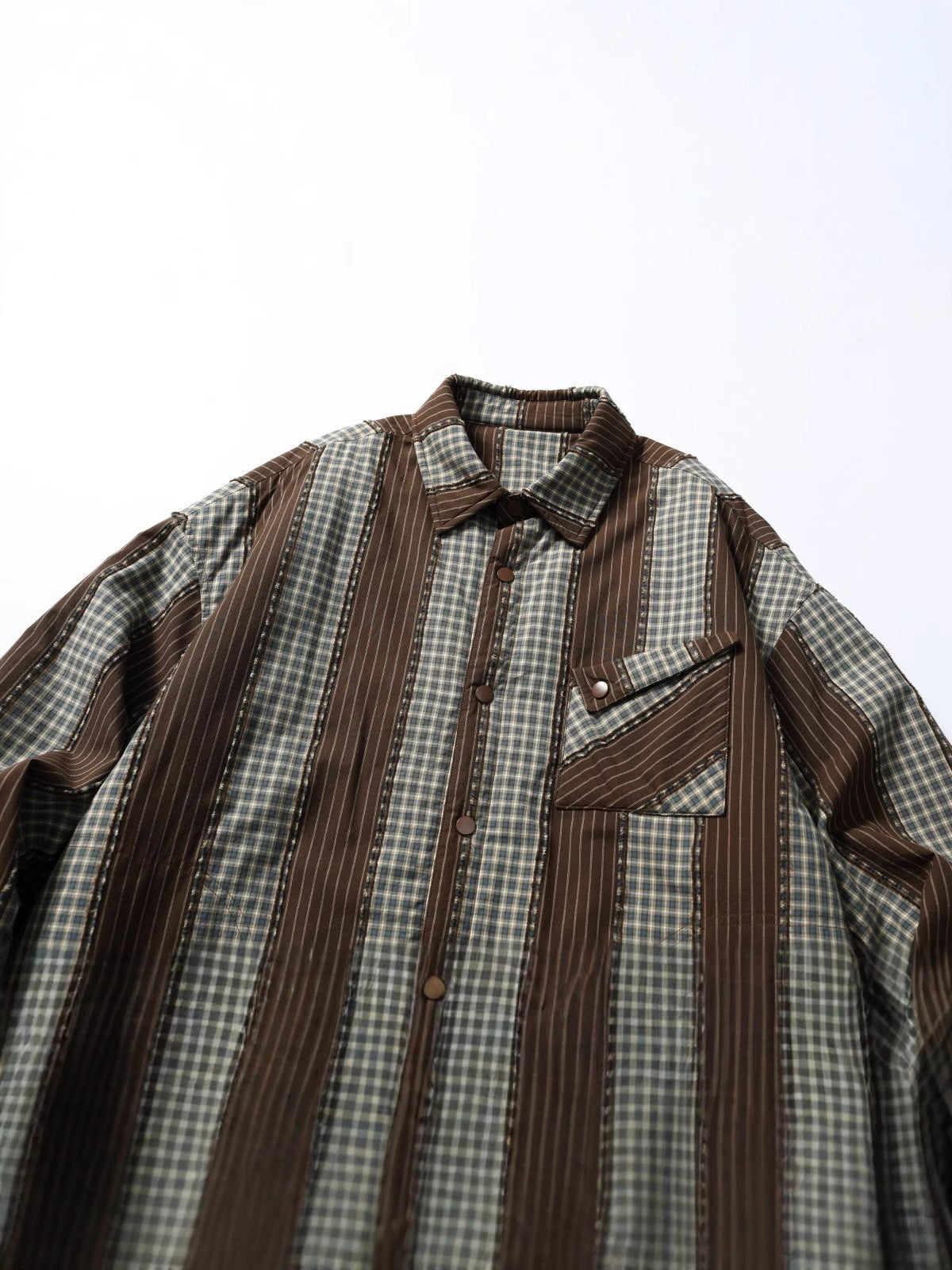 Winter Quilted Cotton Striped Distressed Shirt