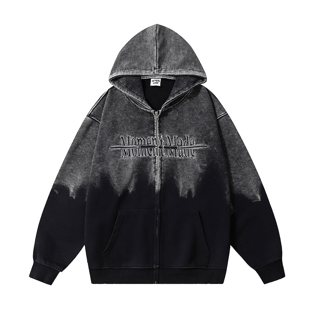 Inkjet Gradient Letter Hooded Jacket Men