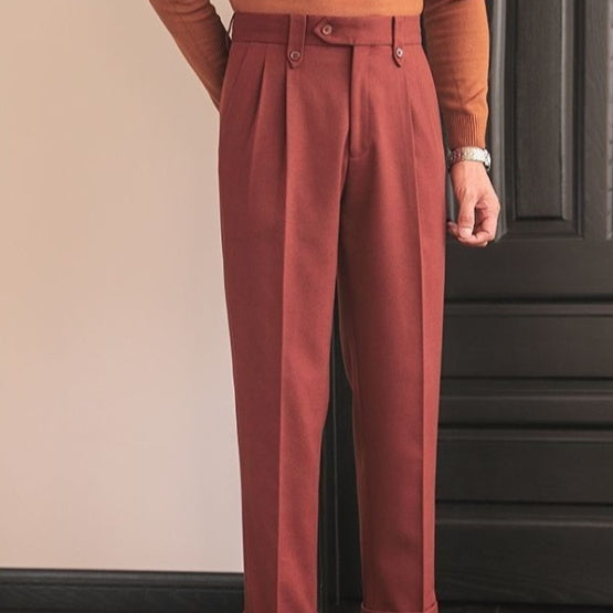 High-waisted Straight Leg Casual Dress Pants Wool Thick