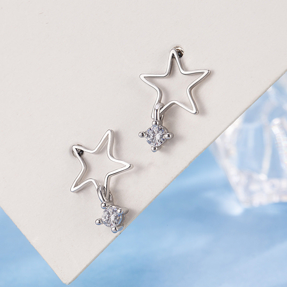 Silver Needle Five-pointed Star Simple Exquisite Petite Earrings