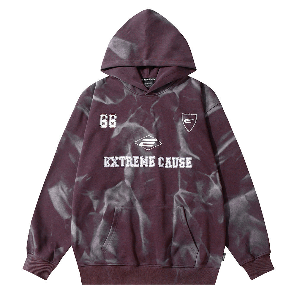 Printed Tie-dyed Hooded Sweater For Men