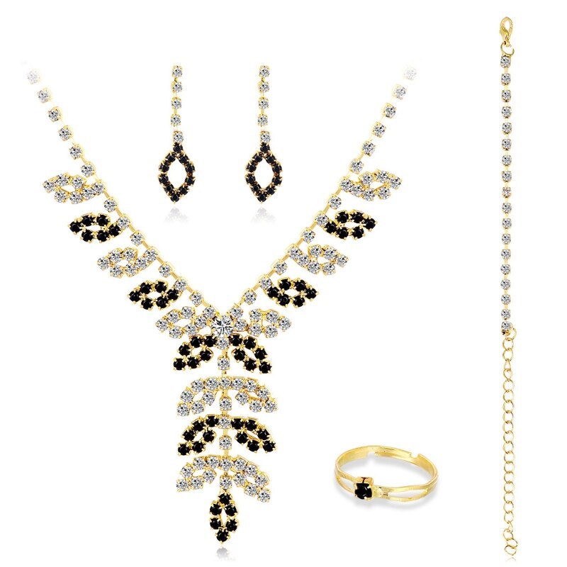 Four-piece necklace and earrings