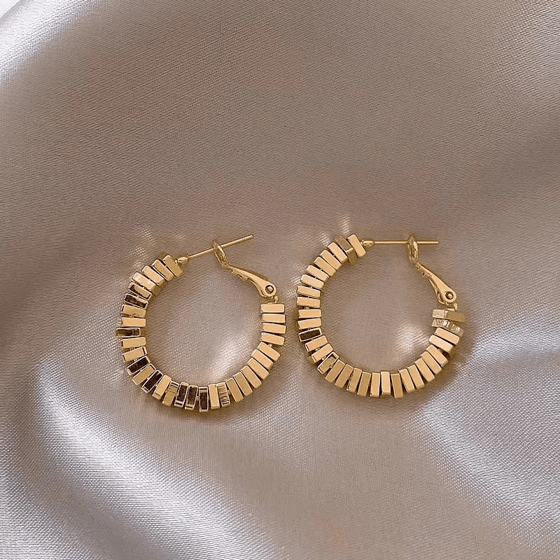 Gold Small Pieces Of Silver Niche Design Earrings