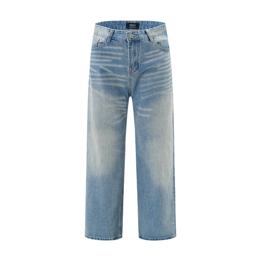 American Retro Wash Gradient Spray Painting Denim