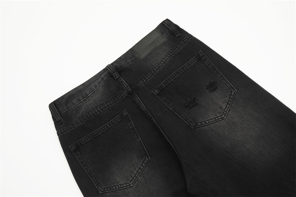 Washed Black Straight Jeans For Men