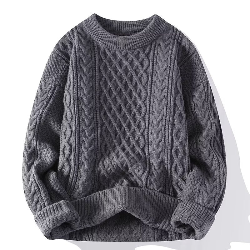 Men's Fashion Loose Twisted Wool Round Neck Sweater