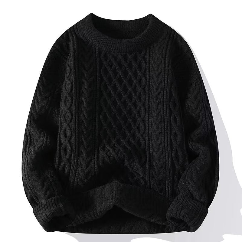 Men's Fashion Loose Twisted Wool Round Neck Sweater