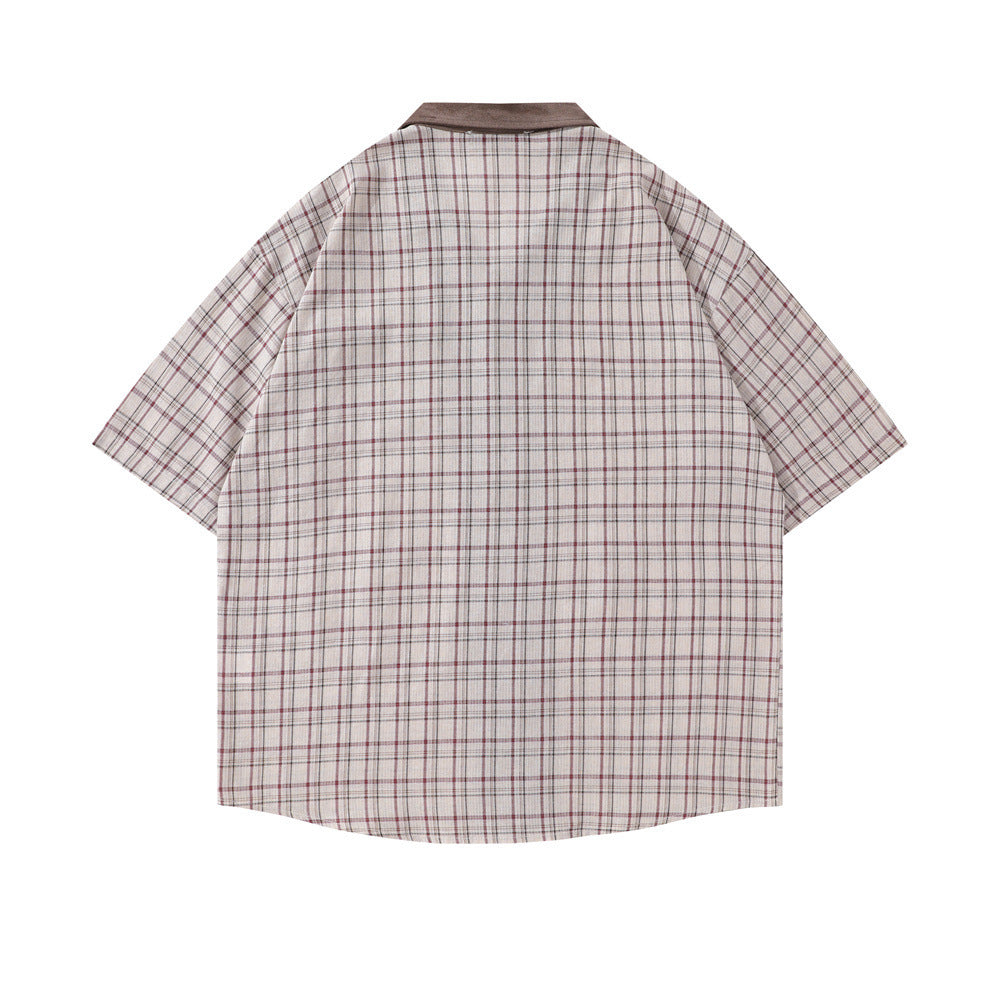 Fashion Plaid Short Sleeve Shirt Men