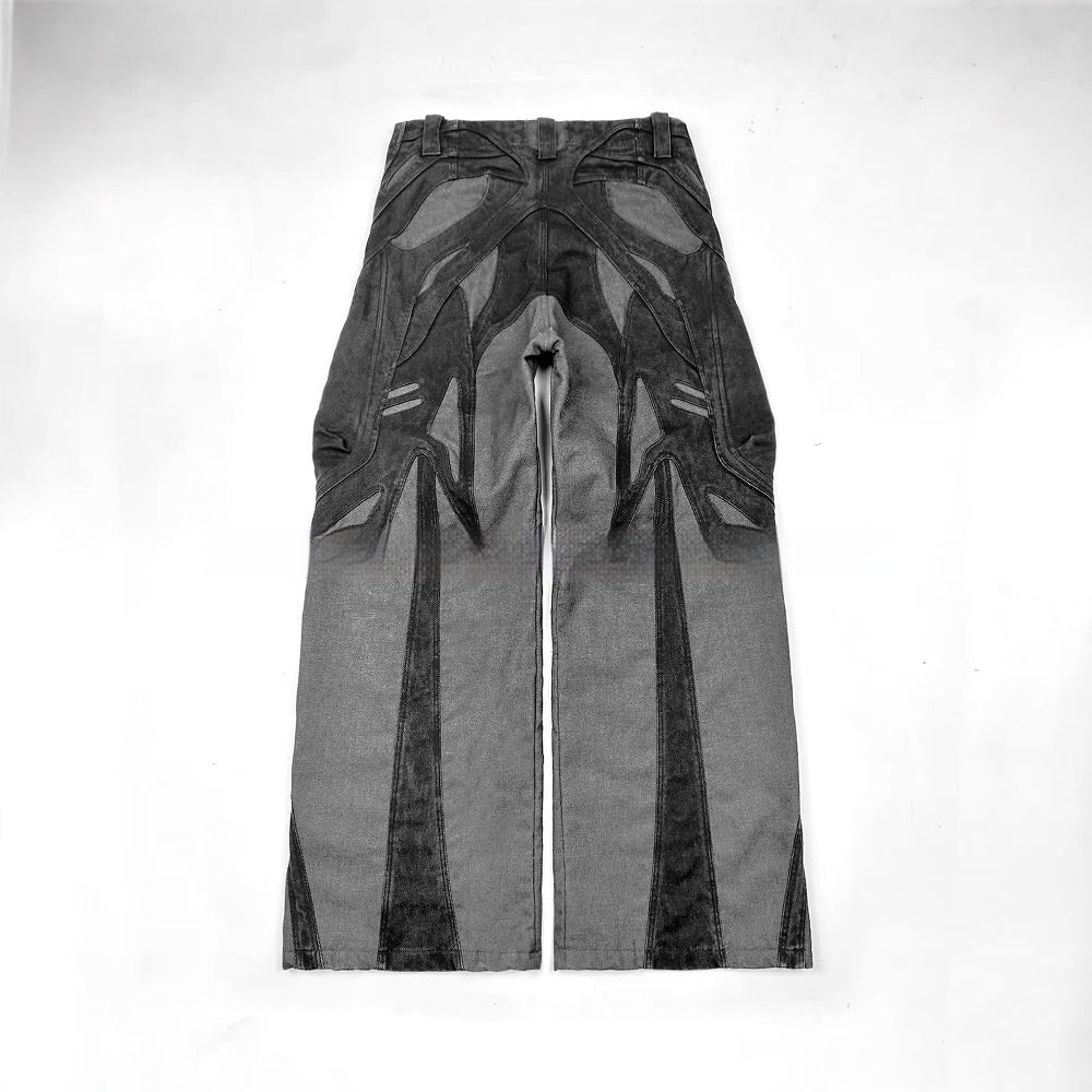 Trendy Unique Street Denim Retro Design Loose Trousers