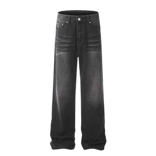 Washed Black Straight Jeans For Men