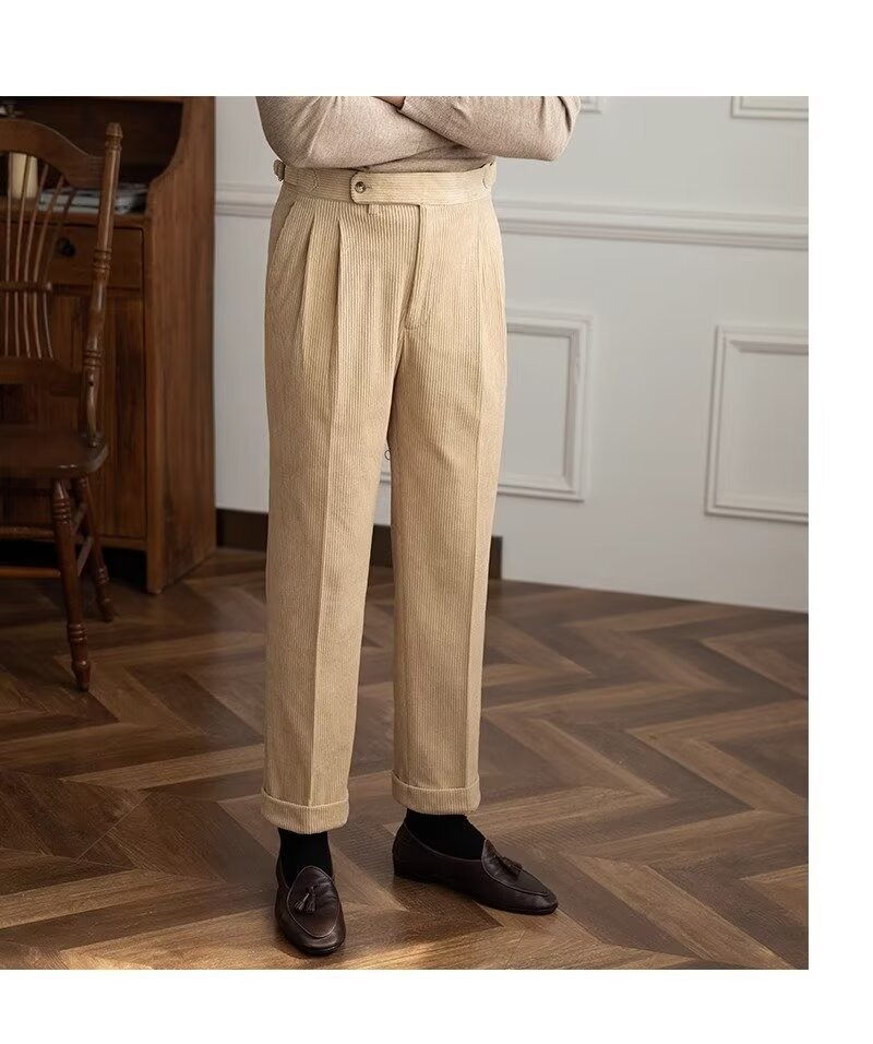 Corduroy Smooth Ankle-length Pants