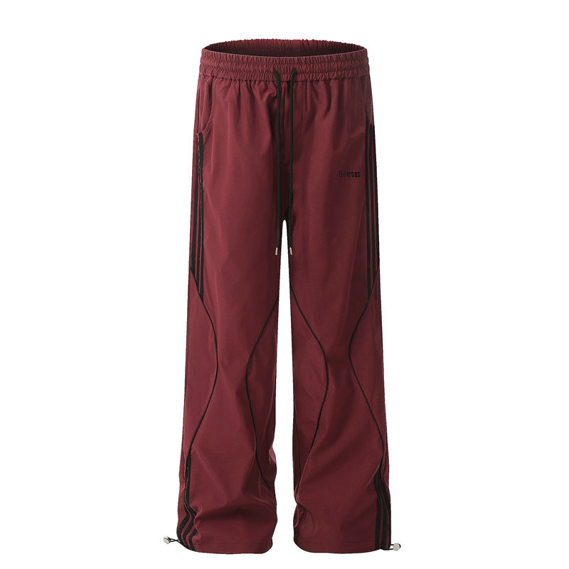 Retro Contrast Color AdjustableTrousers