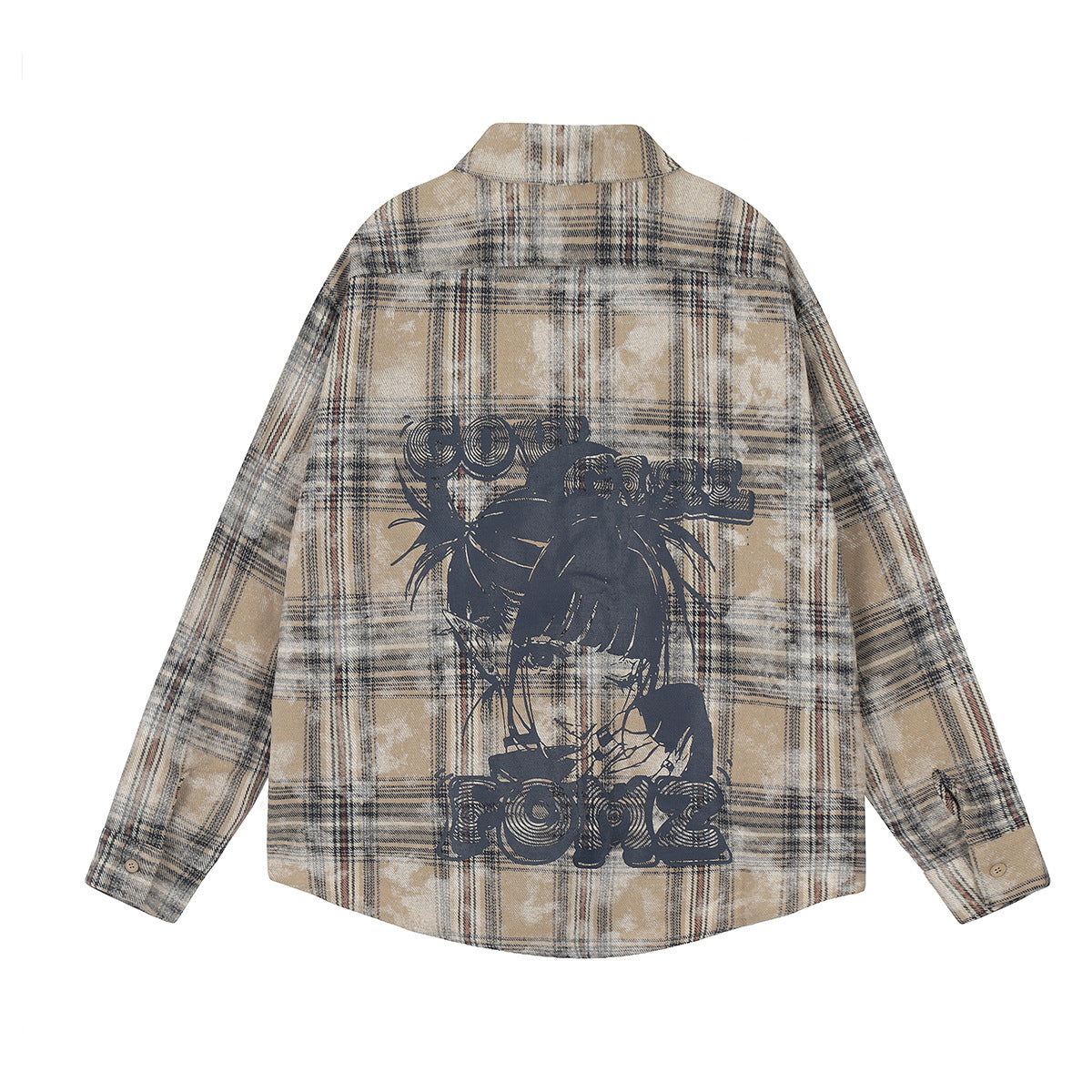 Autumn New American Retro Dirty Printed Plaid Shirt