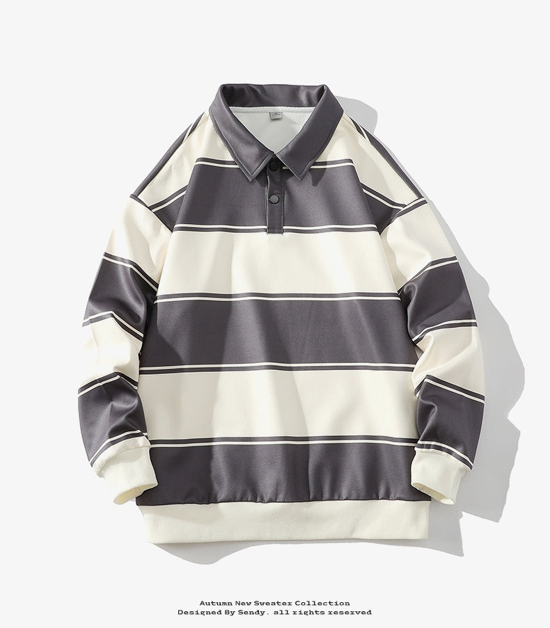 Youth Fashion Contrast Color Casual Striped Sweater