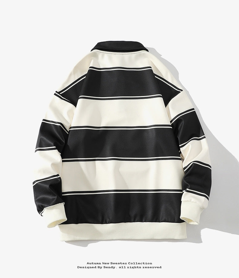 Youth Fashion Contrast Color Casual Striped Sweater