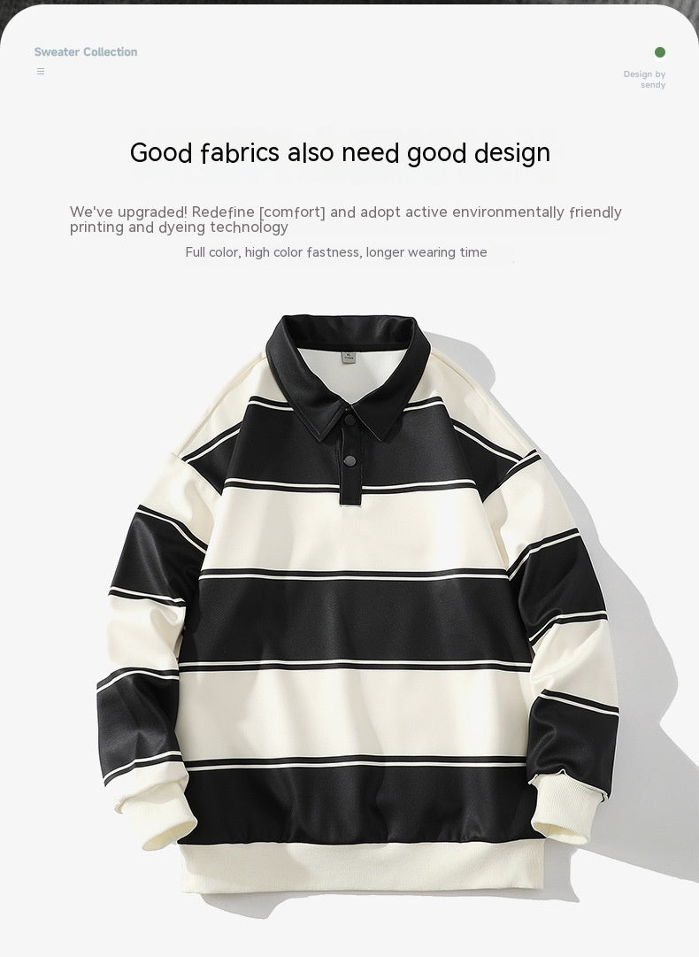 Youth Fashion Contrast Color Casual Striped Sweater