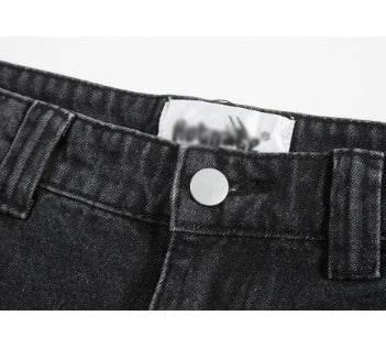 Punk Retro Washed And Worn Denim Logging Pants