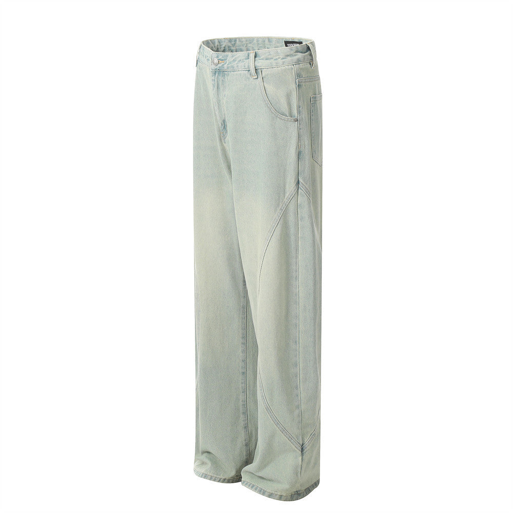 Light Color Denim Loose Trousers For Men