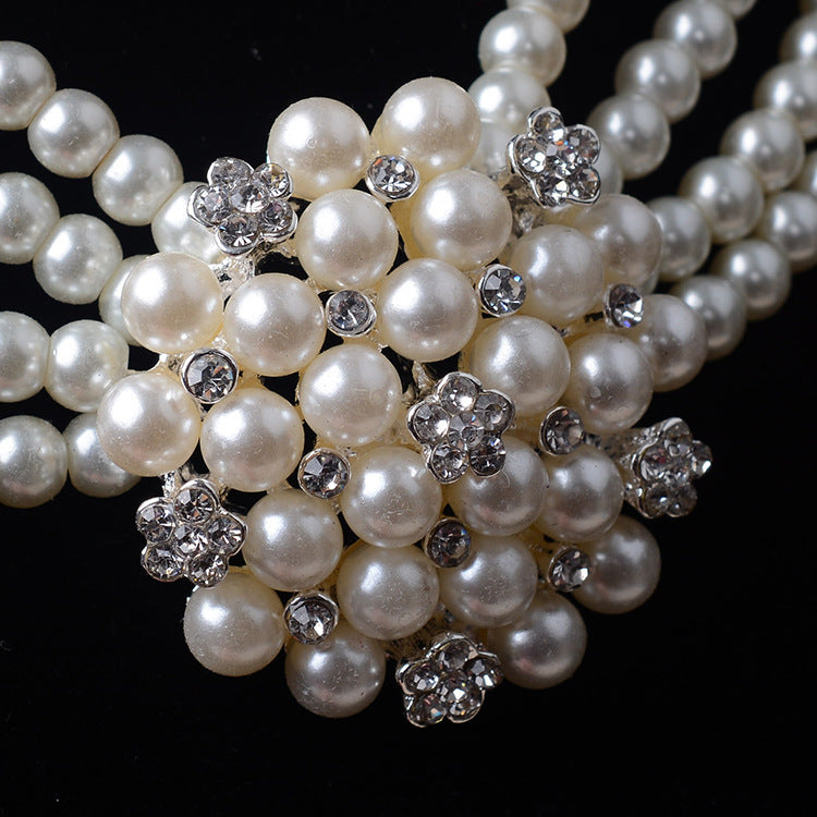 Luxury pearl, flower necklace, earring set, wedding accessories