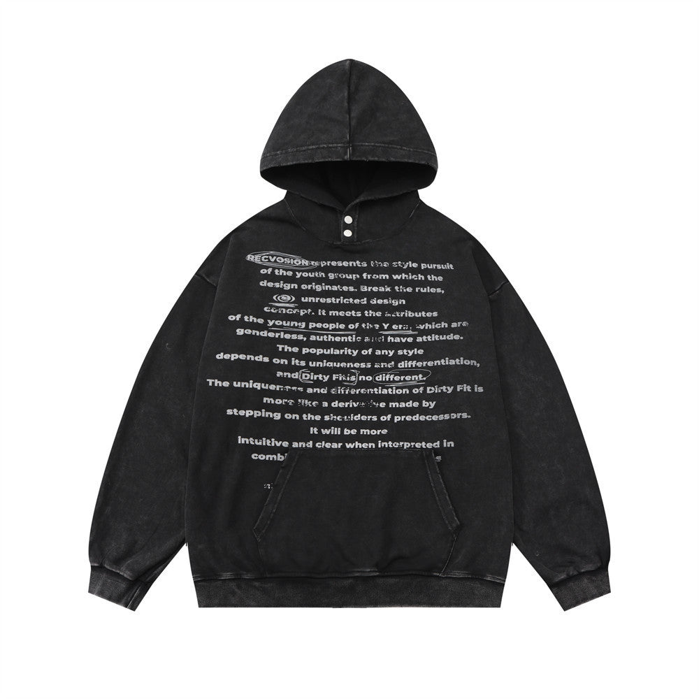 English Letters Printed Hoodie Men