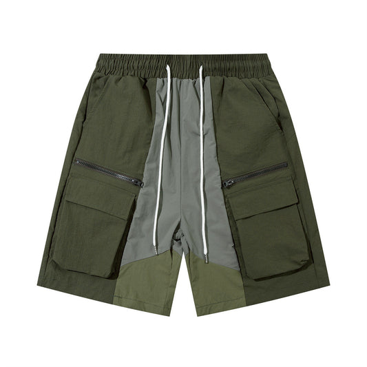 Color Contrast Patchwork Workwear Shorts Men's Functional Outdoor