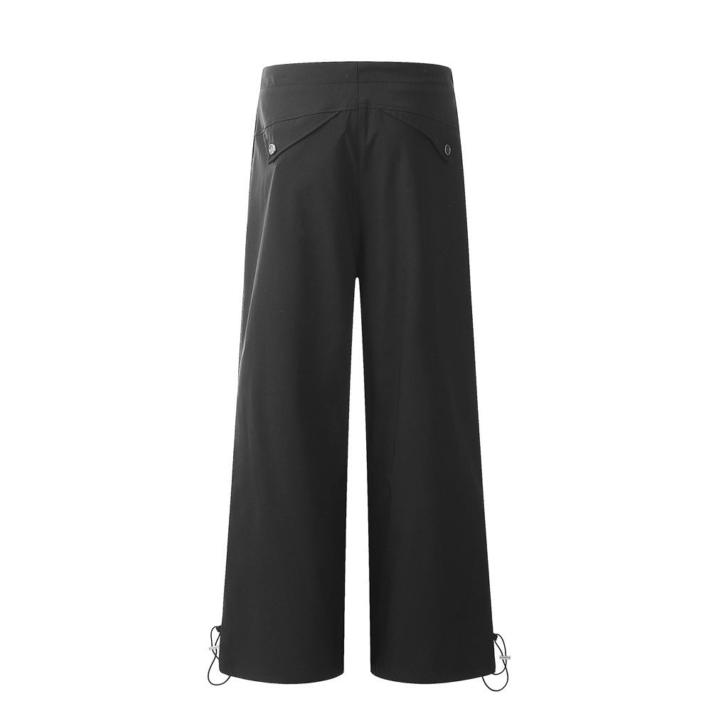 Loose Pleated Paratrooper Casual Pants