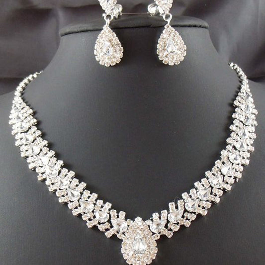 Bride Wedding Accessories Earrings Set Drop Necklace