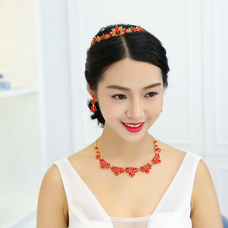 Korean crystal necklace, two sets of bridal jewelry set