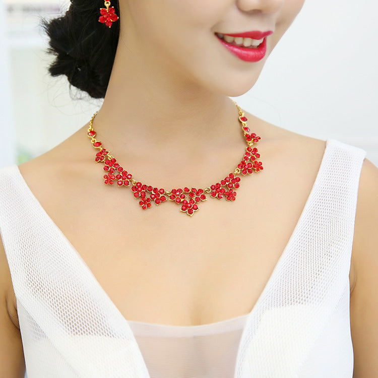 Korean crystal necklace, two sets of bridal jewelry set