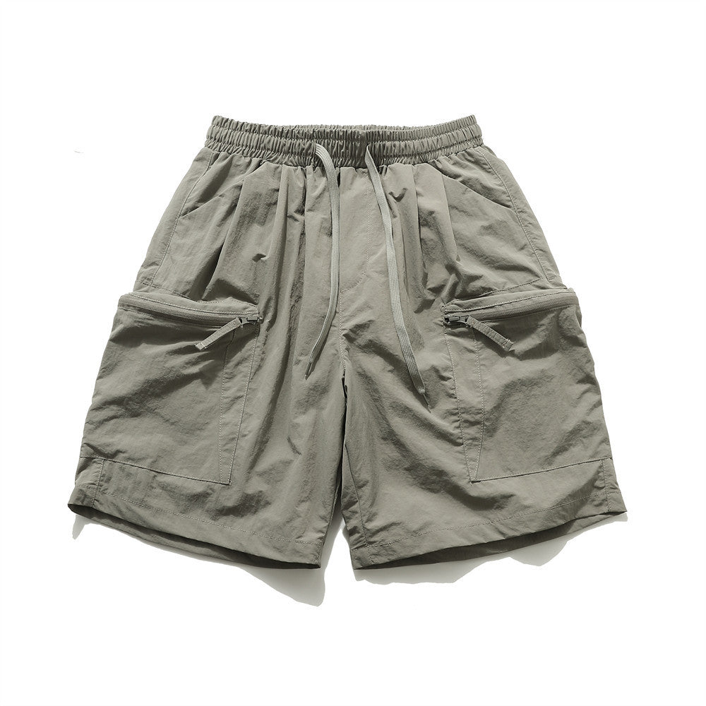 Loose Pockets Zipper Cargo Shorts Men