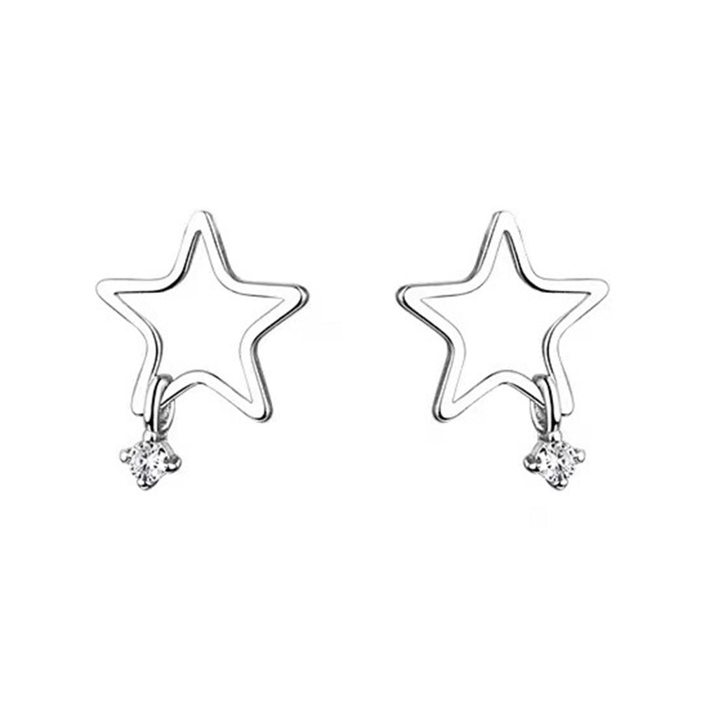 Silver Needle Five-pointed Star Simple Exquisite Petite Earrings