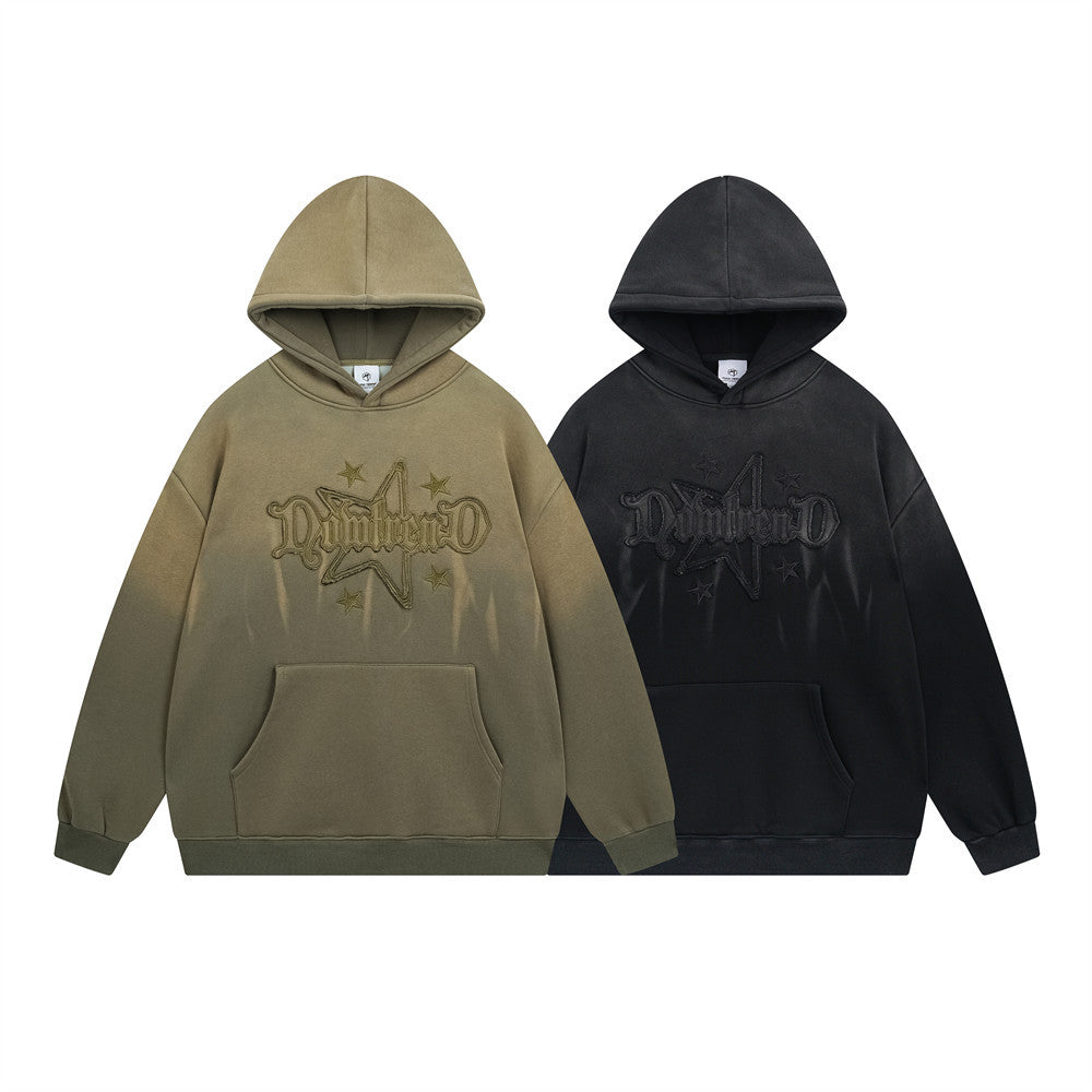 Gradient Velvet Padded Hooded Sweatshirt Men