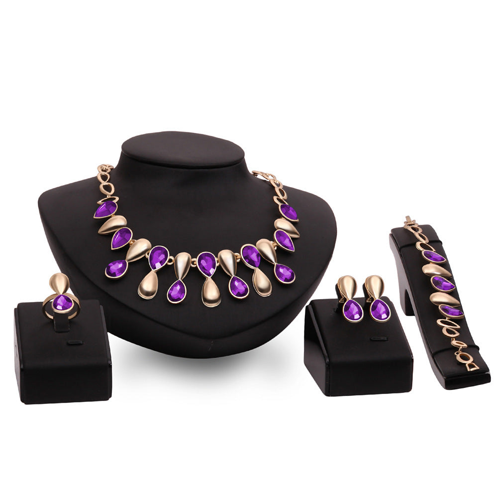 Necklace Earring Ring Bracelet Alloy Four-piece Set