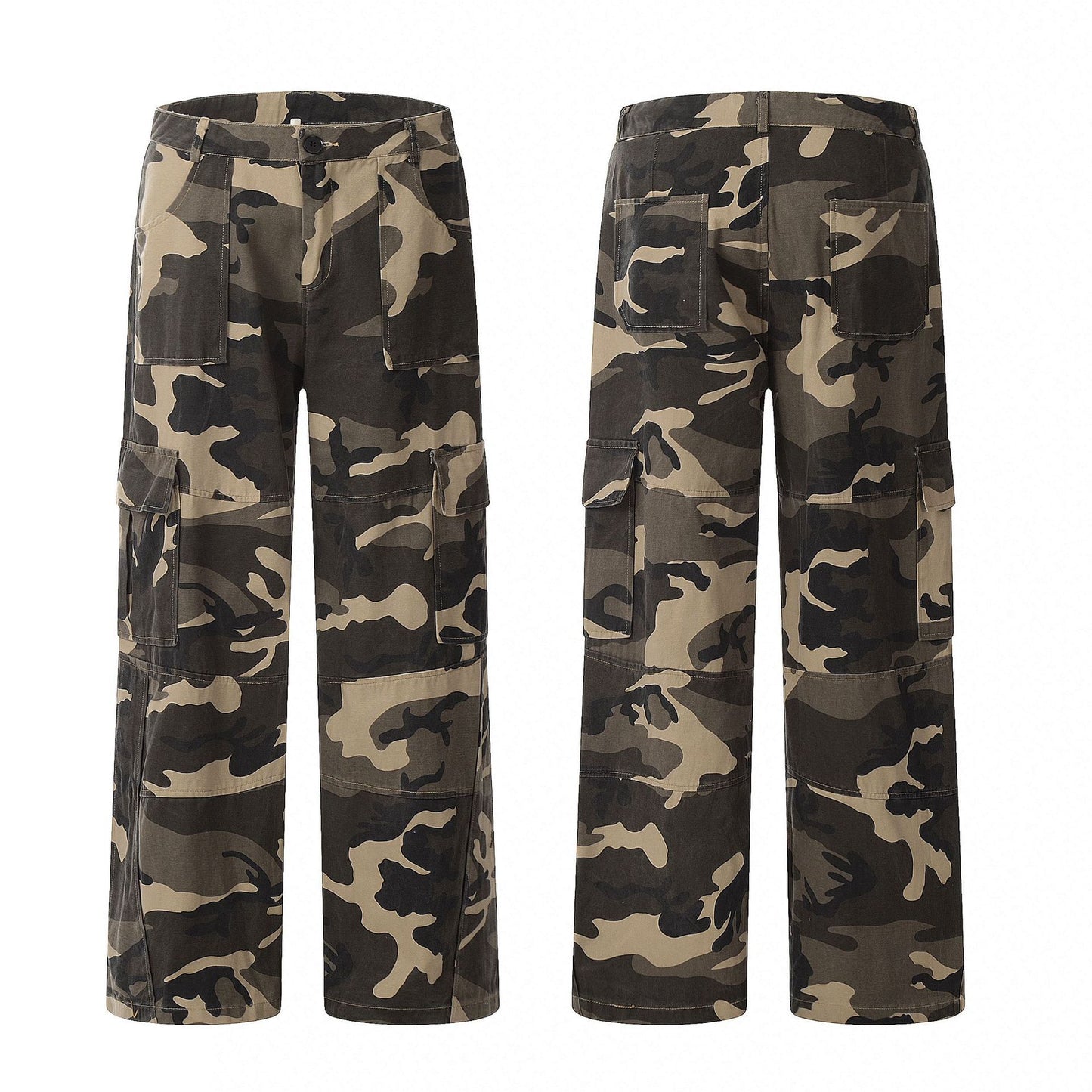 Retro Straight Cargo Camouflage Pants