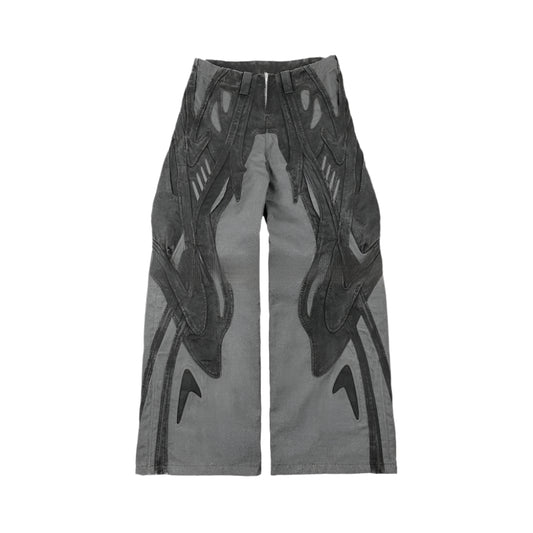 Trendy Unique Street Denim Retro Design Loose Trousers