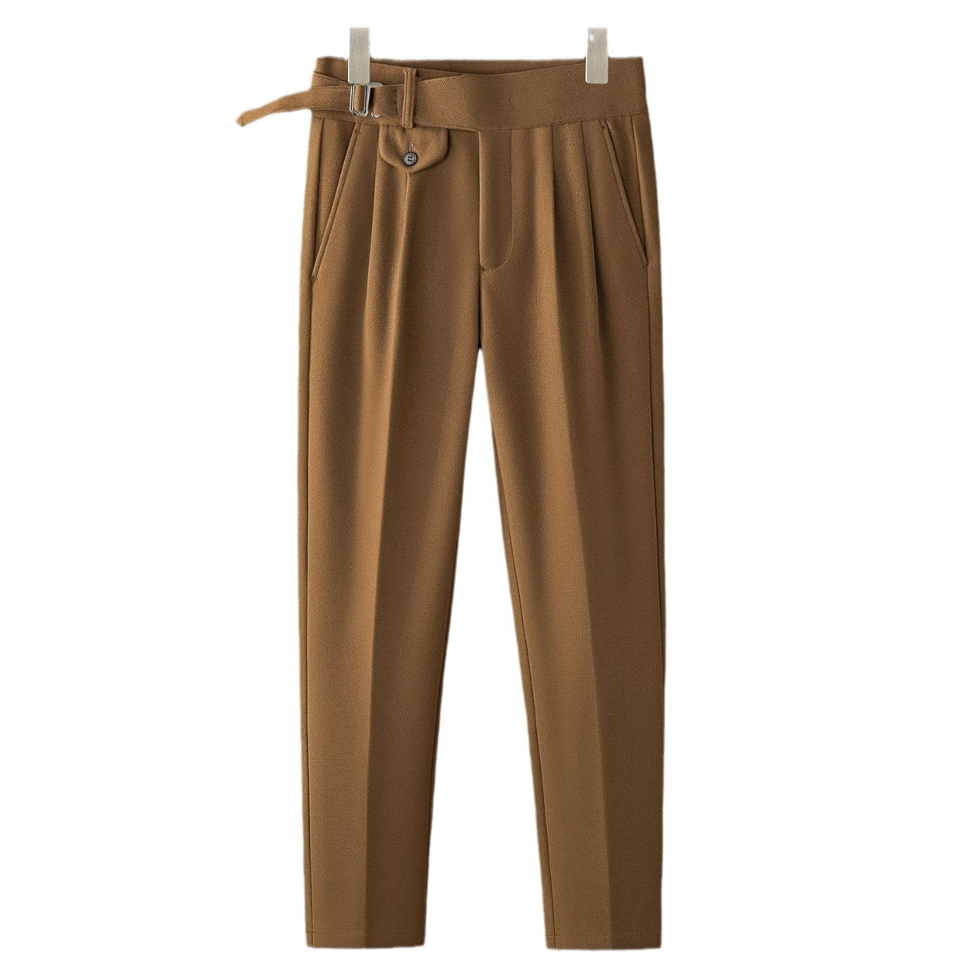 Men's High Waist Double Pleated Vertical Retro Trousers