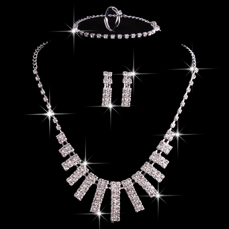 4 Pieces Rhinestones Necklace Set Jewelry For Women