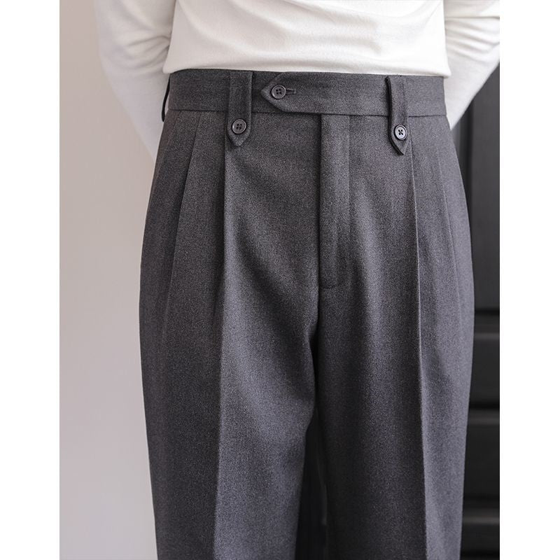 High-waisted Straight Leg Casual Dress Pants Wool Thick