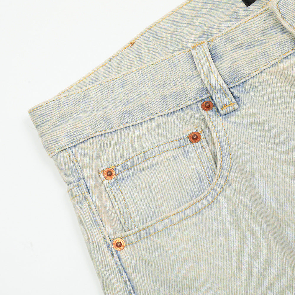 Light Color Denim Trousers American Retro Men