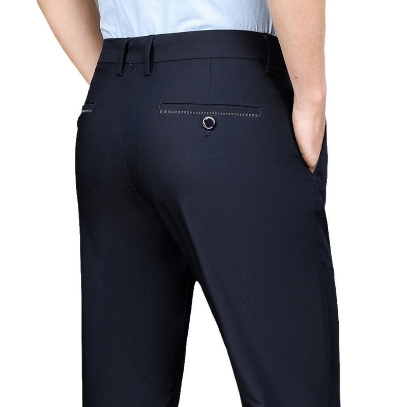 Mid-High Waist Non-ironing Thin Casual Pants