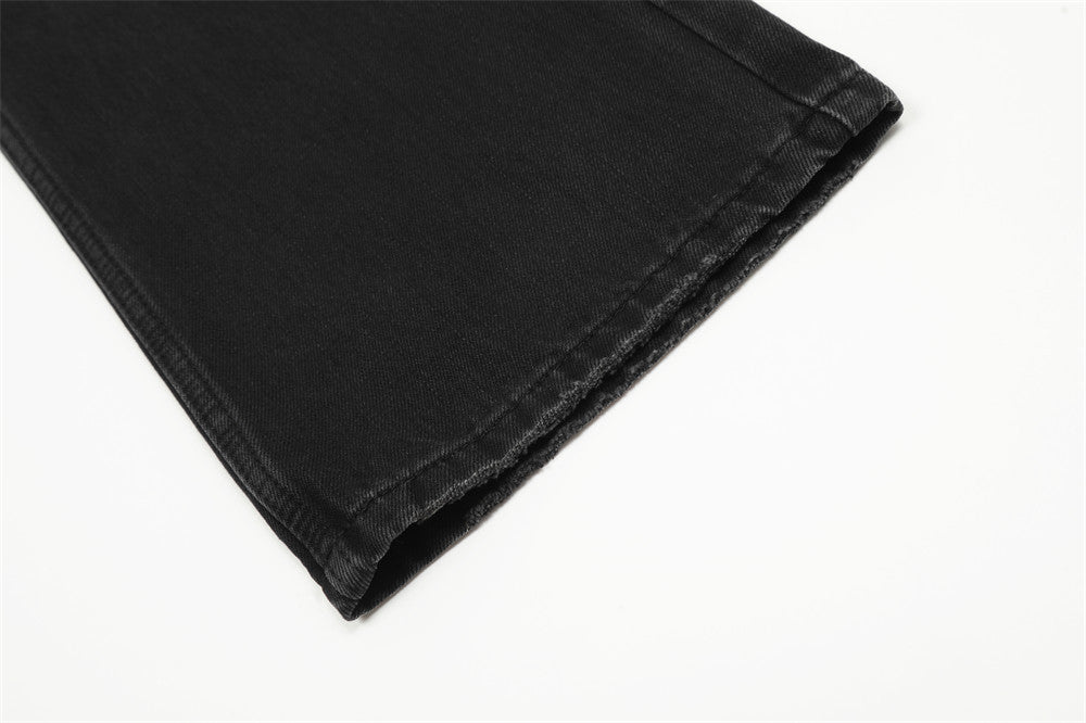 Washed Black Straight Jeans For Men