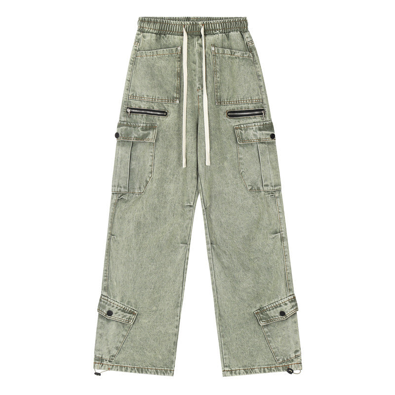 High Street Retro  Multi-pocket Workwear Jeans