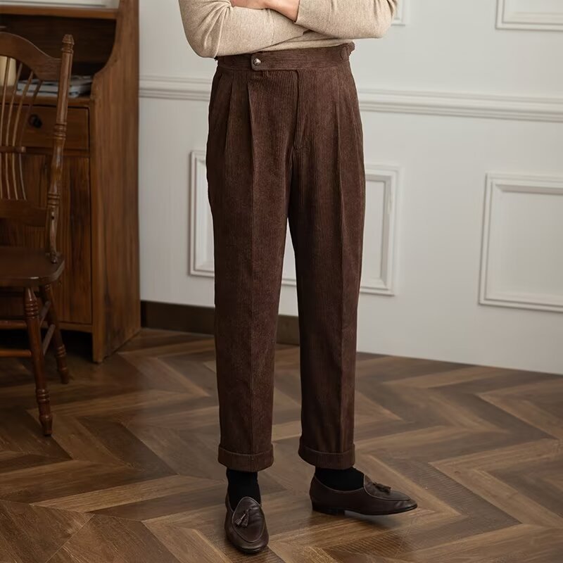 Corduroy Smooth Ankle-length Pants