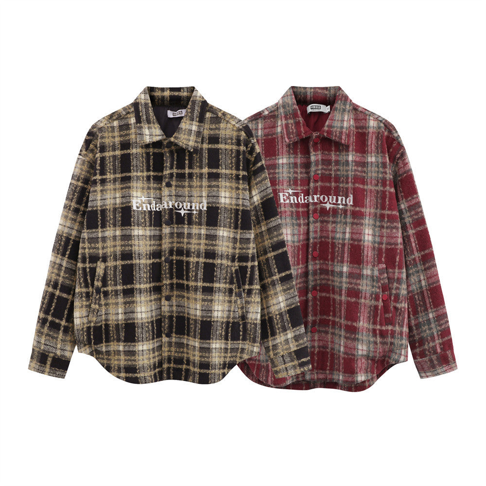 Retro Loose Plaid Shirt Men