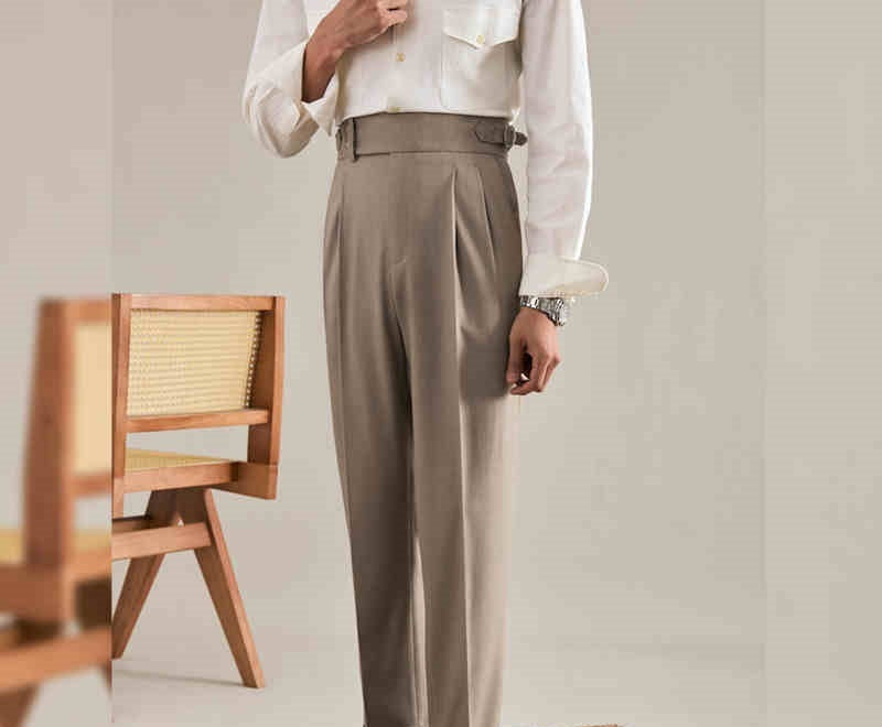 Paris Buckle Adjustable Straight Suit Trousers