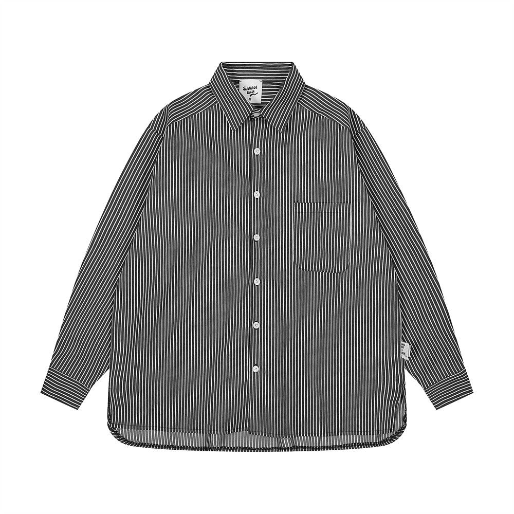 Vertical Striped Shirt Men's Loose Casual