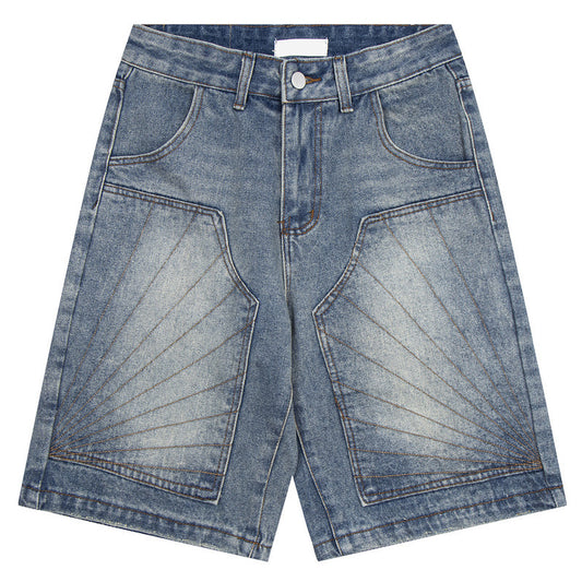 Embroidery Baggy Denim Shorts Five Points