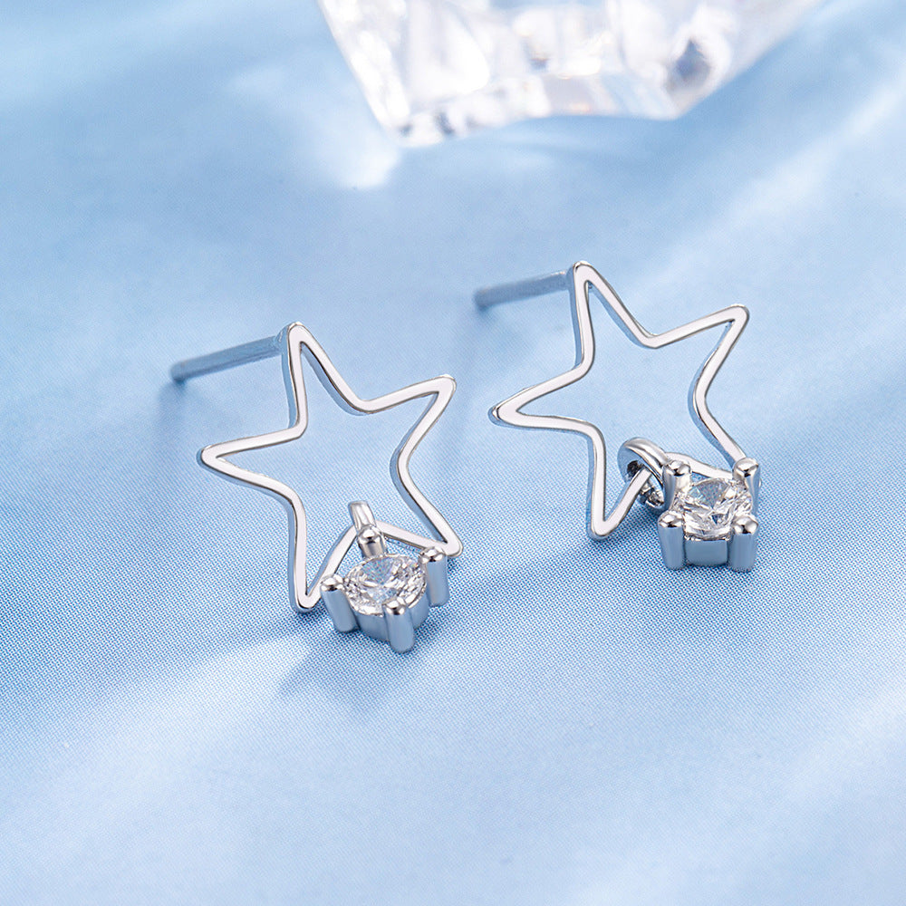 Silver Needle Five-pointed Star Simple Exquisite Petite Earrings